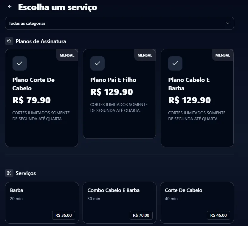Sistema de agendamento da barbearia